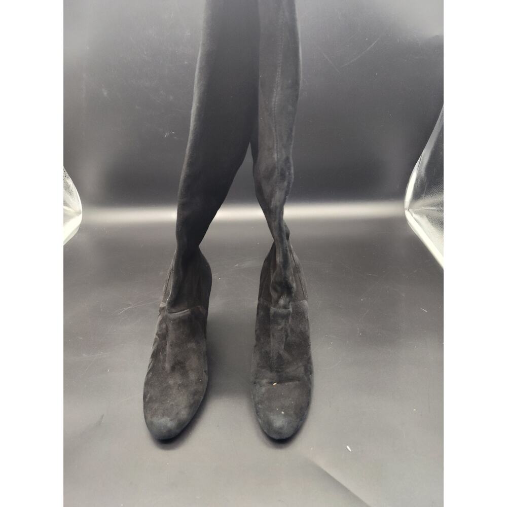 NikeAir Black Over The Knee Stretch Boots Heeled Pull On Suede Look Size 8